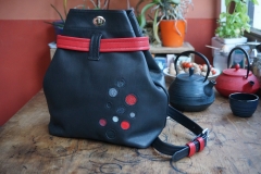 Les Cuirs de Lune - Sac à Dos %22Bulle%22 noir rouge